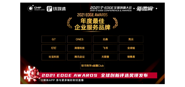 氚云榮獲鈦媒體2021 EDGE  AWARDS“年度最佳企業(yè)服務(wù)品牌”。